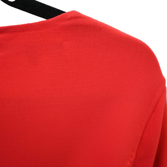 Michael Kors Shirt Dress Size 14 Red Black Lace Detail Long Sleeve Virgin Wool - Picture 7 of 12